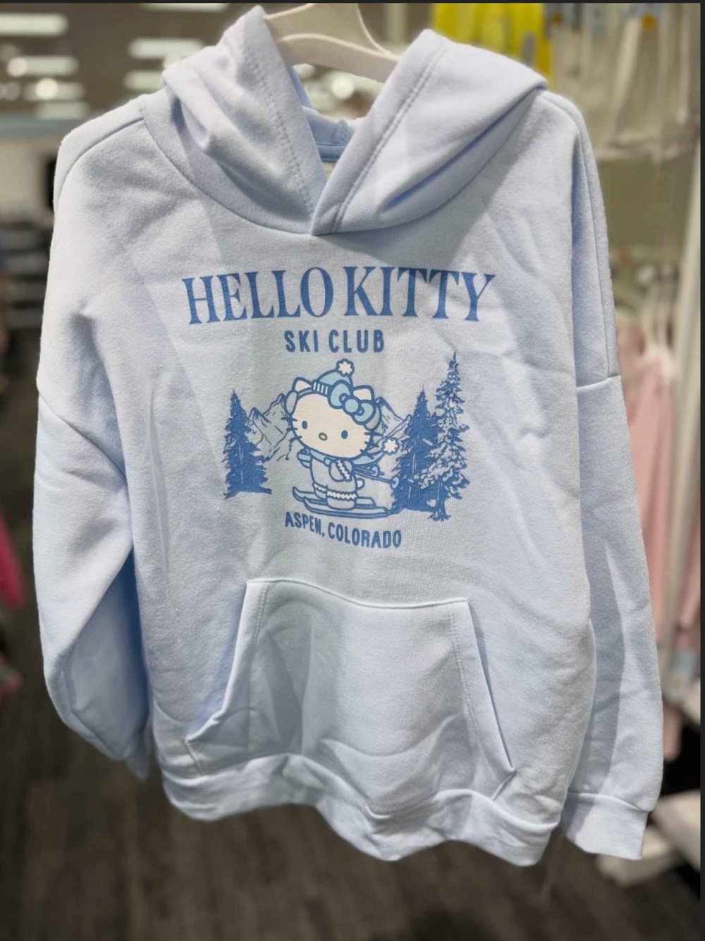 Hello Kitty Ski Club Light Blue Hoodie (Girls size small 6-7) NWT